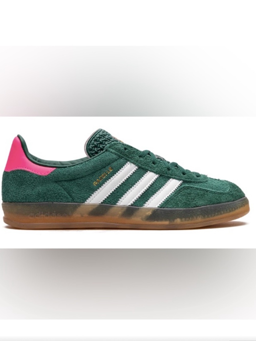 Adidas Gazelle Suede Sneaker in Green, White & Pink Size 6